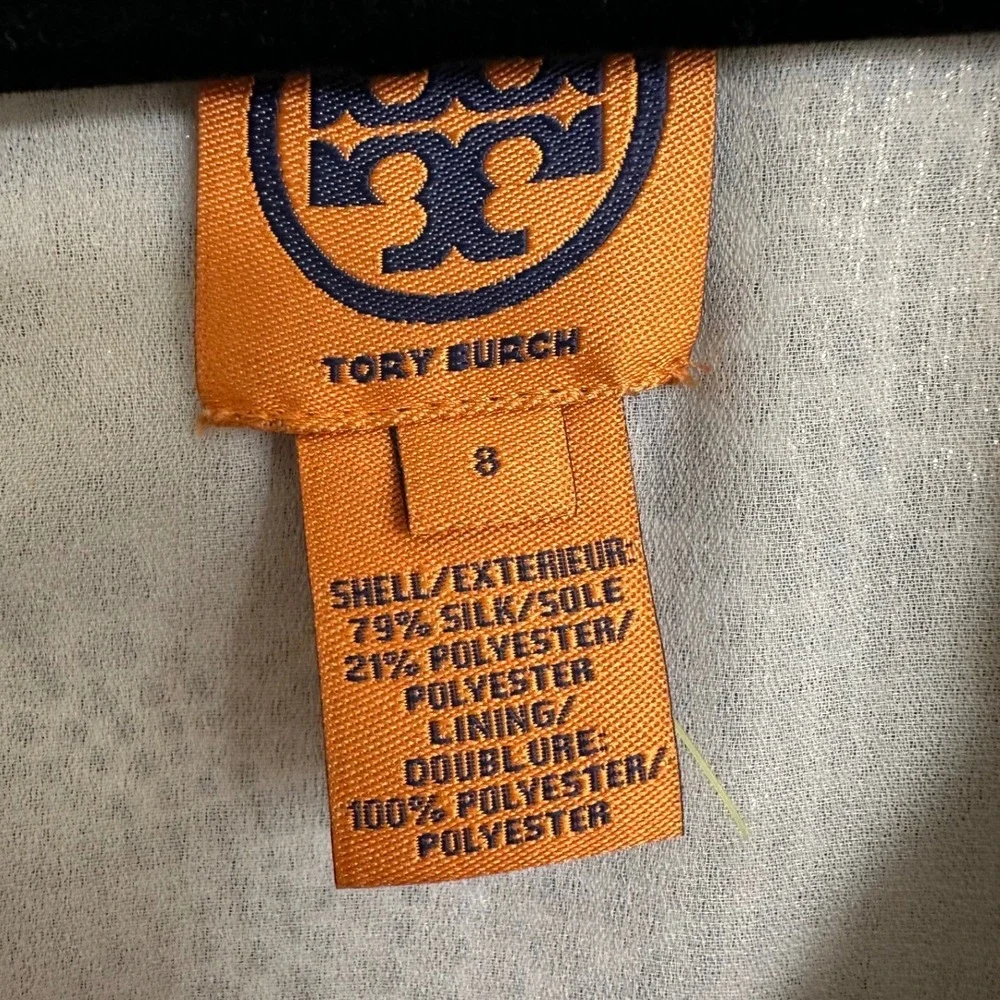 Tory Burch Silk Metallic Dotted‎ Leaf Dress Beaded Straps 8